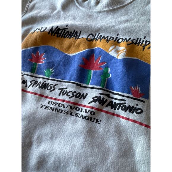 VTG ‘90 USTA National Championship USA Made Miller Gold M Heather Gray Crewneck - Picture 3 of 7